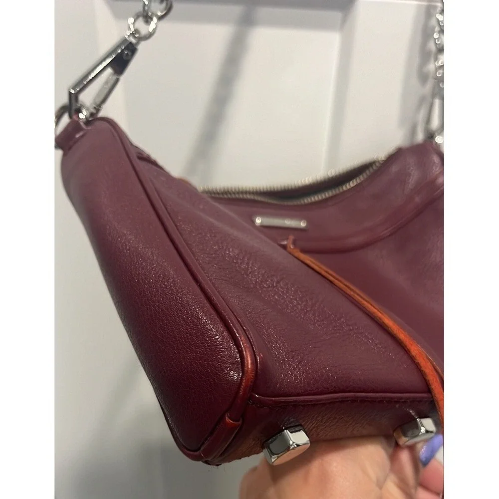 Rebecca Minkoff Crossbody Purse Leather Silver‎ Hardware Burgundy Color Bag